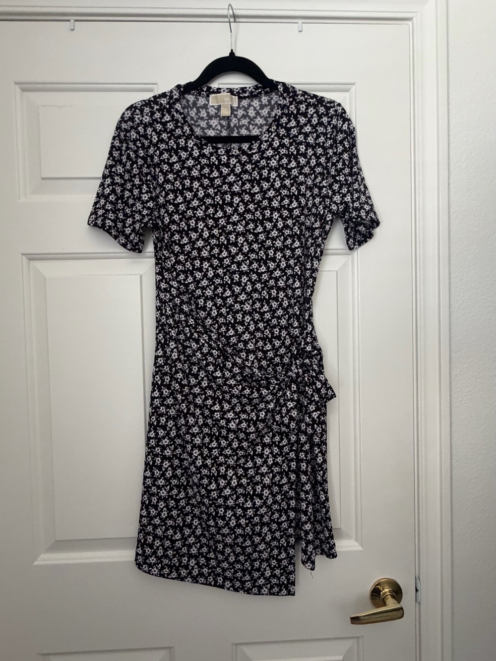 MICHAEL Michael Kors Black & White Floral Tie-Waist Mini Dress